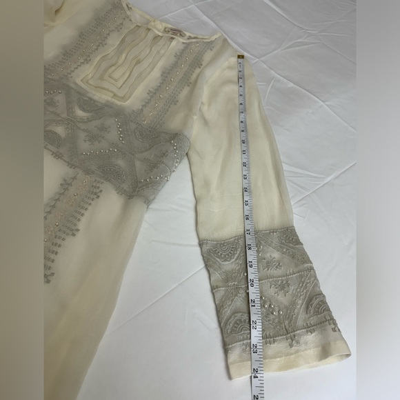 Sundance 100% Silk Beaded & Embroidered Midi Dress Size 10 With Slip Coastal - Picture 13 of 16